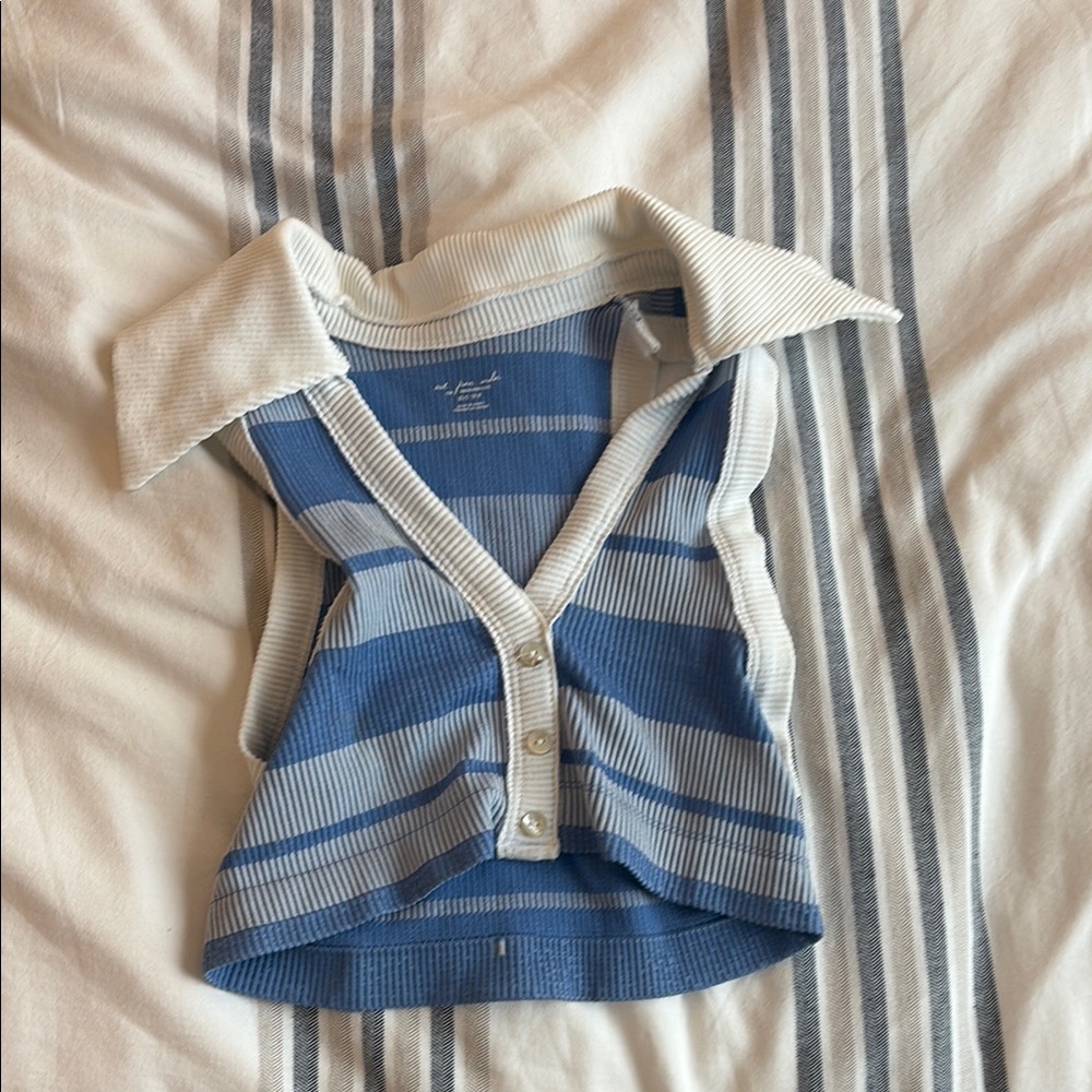 Urban Outfitters Blue and White Button Down Shirt